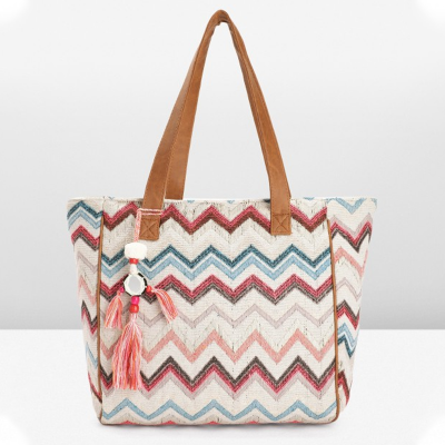 Geometric Design Structured Shoulder Bag with Tasselled Detail